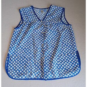 Vtg Moon Dance Apron Art Smock Med Kitchen Cobbler Vest Pearl Snap Daisy (Flaws)